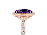 Rose gold Oval Cut Halo Round Diamond Pavé Band with Four-Prong Setting_5