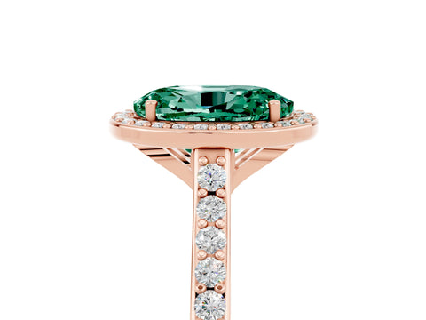 Rose gold Oval Cut Halo Round Diamond Pavé Band with Four-Prong Setting_5