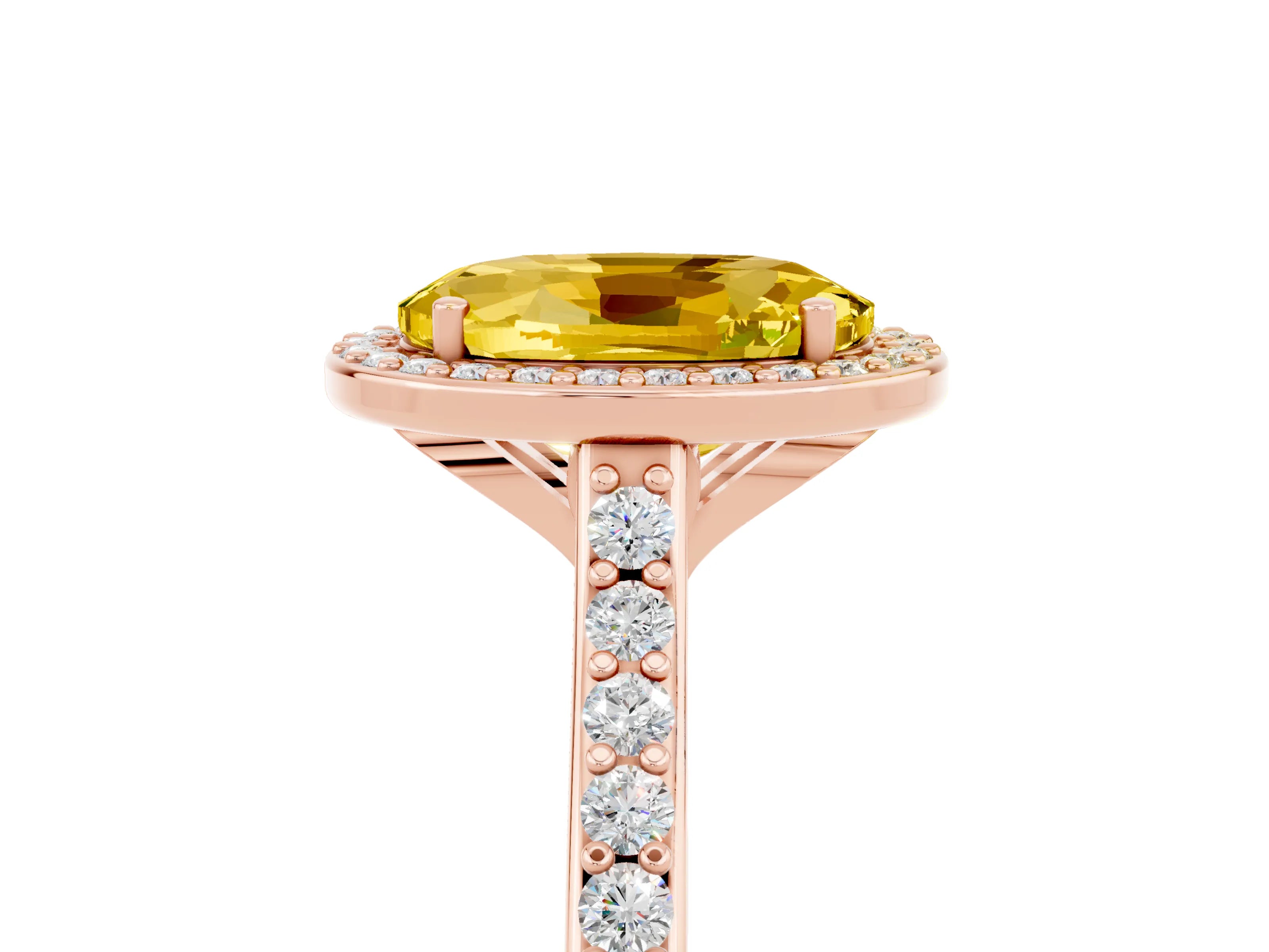 Rose gold Oval Cut Halo Round Diamond Pavé Band with Four-Prong Setting_5