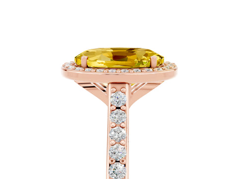 Rose gold Oval Cut Halo Round Diamond Pavé Band with Four-Prong Setting_5