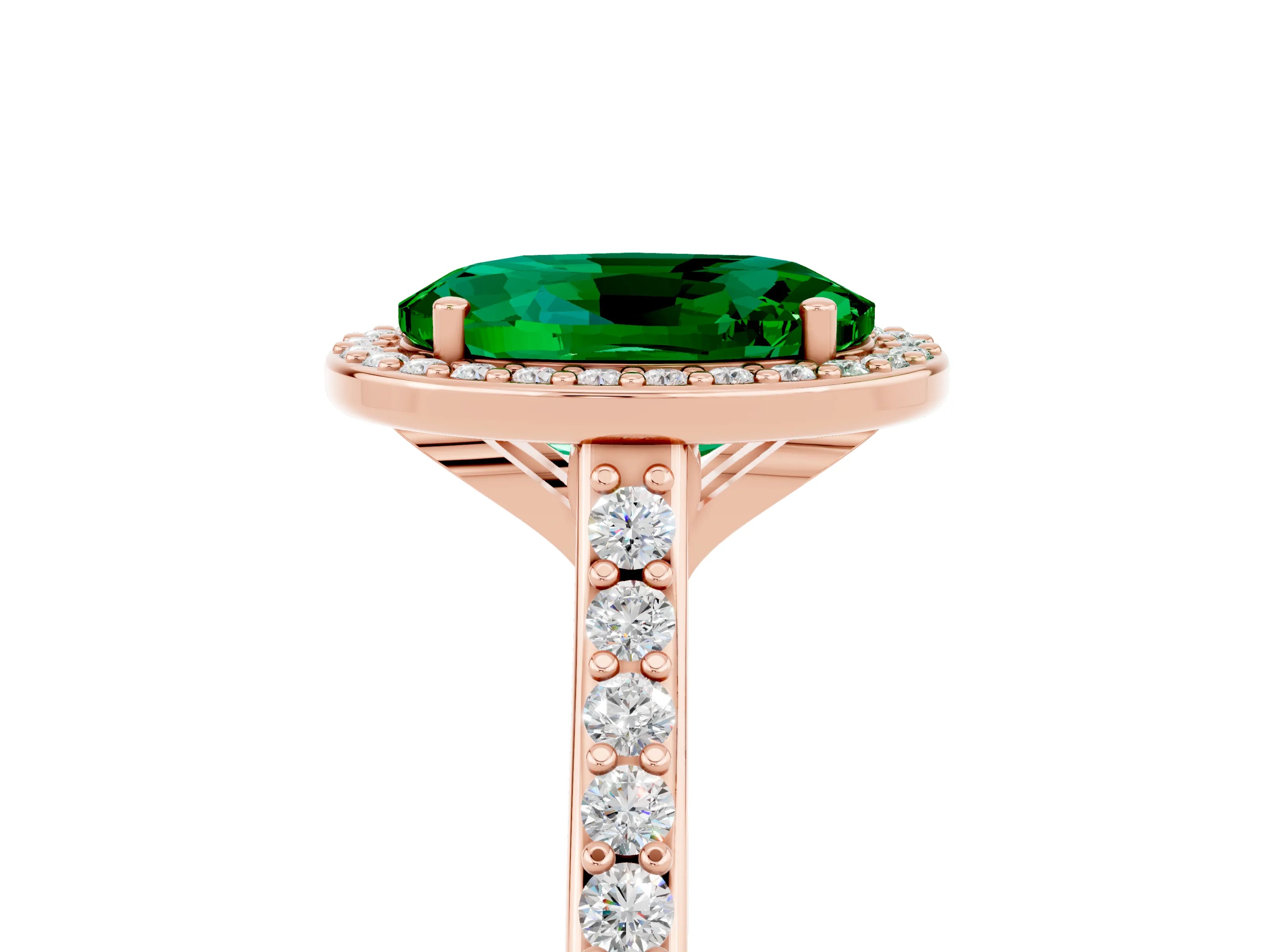 Rose gold Oval Cut Halo Round Diamond Pavé Band with Four-Prong Setting_5