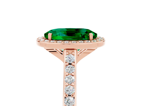 Rose gold Oval Cut Halo Round Diamond Pavé Band with Four-Prong Setting_5