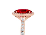 Rose gold Oval Cut Halo Round Diamond Pavé Band with Four-Prong Setting_5