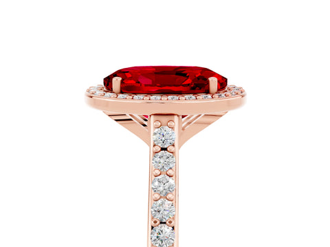 Rose gold Oval Cut Halo Round Diamond Pavé Band with Four-Prong Setting_5