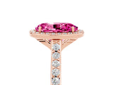 Rose gold Oval Cut Halo Round Diamond Pavé Band with Four-Prong Setting_5