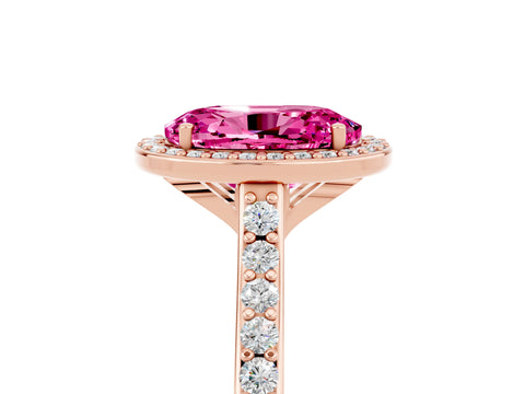 Rose gold Oval Cut Halo Round Diamond Pavé Band with Four-Prong Setting_5