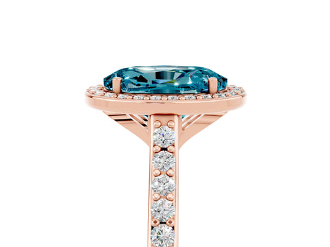 Rose gold Oval Cut Halo Round Diamond Pavé Band with Four-Prong Setting_5