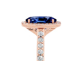 Rose gold Oval Cut Halo Round Diamond Pavé Band with Four-Prong Setting_5