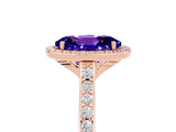 Rose gold Oval Cut Halo Round Diamond Pavé Band with Four-Prong Setting_5