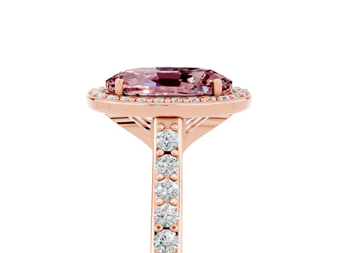 Rose gold Oval Cut Halo Round Diamond Pavé Band with Four-Prong Setting_5