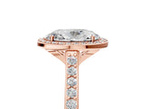 Rose gold Oval Cut Halo Round Diamond Pavé Band with Four-Prong Setting_8