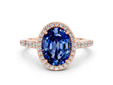 Rose gold Oval Cut Halo Round Diamond Pavé Band with Four-Prong Setting