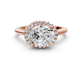 Rose gold Oval Cut Halo Round Diamond Solitaire Engagement Ring with Pave Band and Four-Prong Setting_19