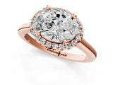 Rose gold Oval Cut Halo Round Diamond Solitaire Engagement Ring with Pave Band and Four-Prong Setting_20
