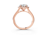Rose gold Oval Cut Halo Round Diamond Solitaire Engagement Ring with Pave Band and Four-Prong Setting_22