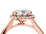 Rose gold Oval Cut Halo Round Diamond Solitaire Engagement Ring with Pave Band and Four-Prong Setting_23