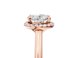 Rose gold Oval Cut Halo Round Diamond Solitaire Engagement Ring with Pave Band and Four-Prong Setting_24