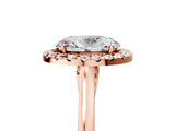 Rose gold Oval Cut Halo Round Diamond Solitaire Ring with Pavé Band and Four-Prong Setting_5