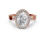 Rose gold Oval Cut Halo Round Diamond Twist Band with Four-Prong Setting_15