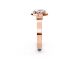 Rose gold Oval Cut Halo Round Diamond Twist Band with Four-Prong Setting_17