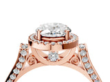 Rose gold Oval Cut Halo Round Diamond Twist Band with Four-Prong Setting_19