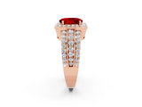 Rose gold Oval Cut Halo Ruby Ring with Split Shank and Four-Prong Setting_2