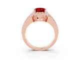 Rose gold Oval Cut Halo Ruby Ring with Split Shank and Four-Prong Setting_3
