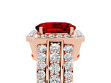 Rose gold Oval Cut Halo Ruby Ring with Split Shank and Four-Prong Setting_5