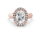 Rose gold Oval Cut Halo Solitaire Engagement Ring with Square Band and Four-Prong Setting_66