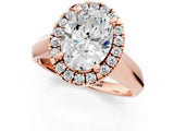 Rose gold Oval Cut Halo Solitaire Engagement Ring with Square Band and Four-Prong Setting_67