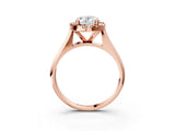 Rose gold Oval Cut Halo Solitaire Engagement Ring with Square Band and Four-Prong Setting_69