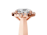 Rose gold Oval Cut Halo Solitaire Engagement Ring with Square Band and Four-Prong Setting_71