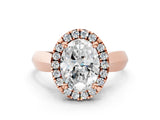 Rose gold Oval Cut Halo Solitaire Engagement Ring with Square Band and Four-Prong Setting_90