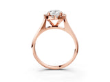 Rose gold Oval Cut Halo Solitaire Engagement Ring with Square Band and Four-Prong Setting_93