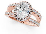 Rose gold Oval Cut Halo Split Shank Diamond Ring with Four-Prong Setting_65