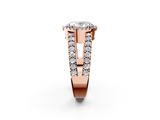 Rose gold Oval Cut Halo Split Shank Diamond Ring with Four-Prong Setting_66