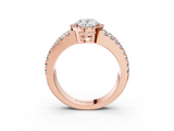 Rose gold Oval Cut Halo Split Shank Diamond Ring with Four-Prong Setting_67