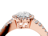 Rose gold Oval Cut Halo Split Shank Diamond Ring with Four-Prong Setting_68
