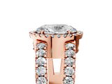 Rose gold Oval Cut Halo Split Shank Diamond Ring with Four-Prong Setting_69