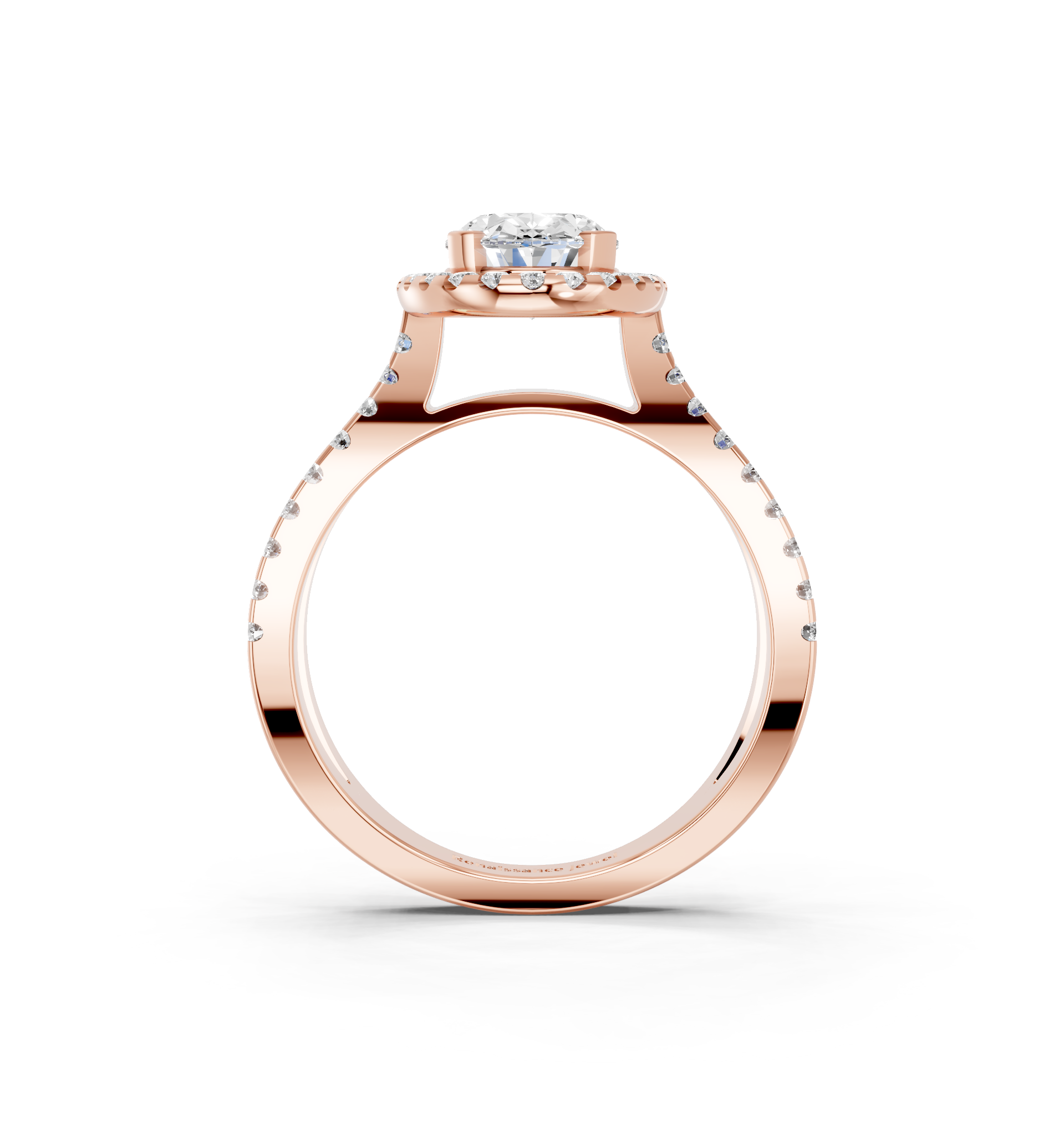 Rose gold Oval Cut Halo Split Shank Pave Set Ring_26