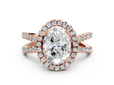 Rose gold Oval Cut Halo Split Shank Pave Set Ring_66