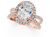 Rose gold Oval Cut Halo Split Shank Pave Set Ring_67
