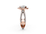 Rose gold Oval Cut Halo Split Shank Pave Set Ring_68