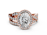 Rose gold Oval Cut Halo Split Shank Prong Setting Ring_73