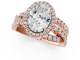 Rose gold Oval Cut Halo Split Shank Prong Setting Ring_74