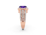 Rose gold Oval Cut Halo Tanzanite Ring with Split Shank and Four-Prong Setting_2