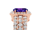 Rose gold Oval Cut Halo Tanzanite Ring with Split Shank and Four-Prong Setting_5