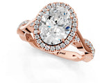 Rose gold Oval Cut Halo Twist Band with Four-Prong Setting_4