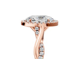 Rose gold Oval Cut Halo Twist Band with Four-Prong Setting_8