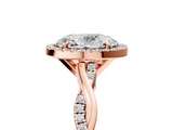Rose gold Oval Cut Halo Twisted Band Four-Prong Ring_38